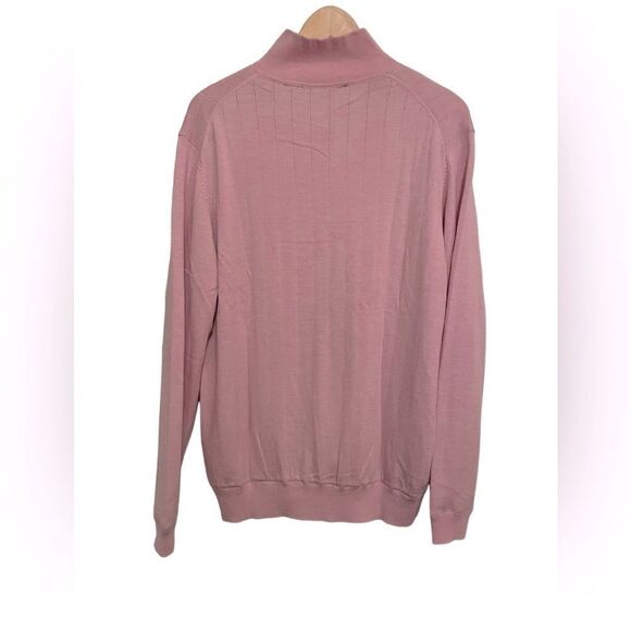 NEW BOBBY JONES golf merino wool 3/4 zip pullover medium pink - Picture 2 of 4